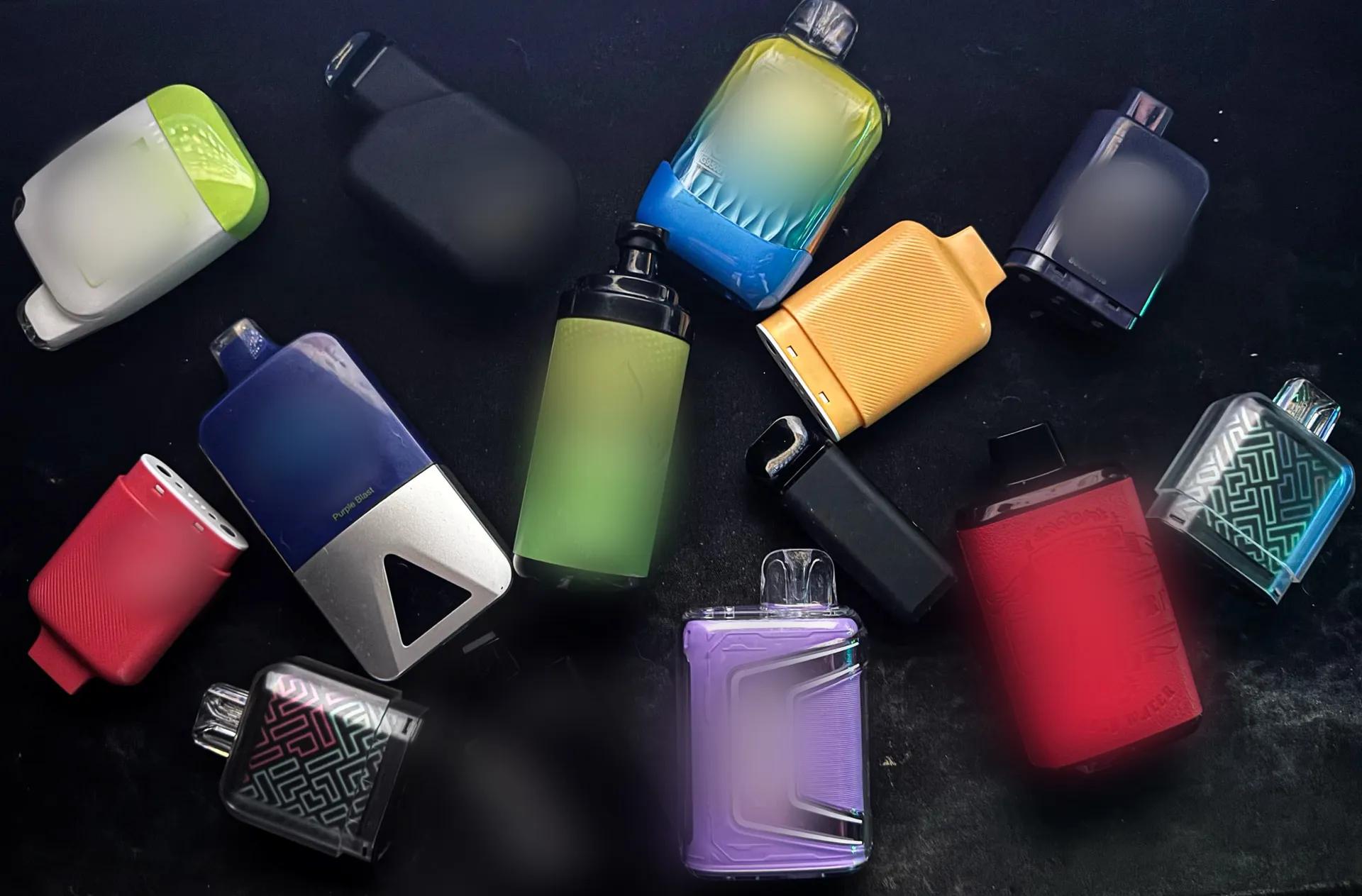 (Various flavors and types of vape pods) 